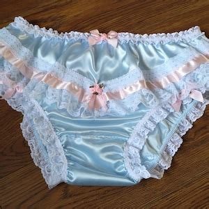 Baby Blue Bikini Panties Silky Satin Sissy Knickers