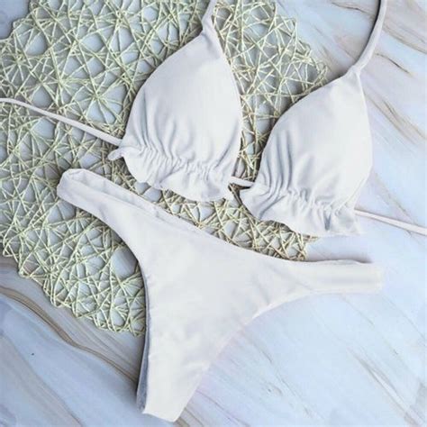 Couleur blanc Femmes d été Sexy Bandage Bikini Brésilien Décodeur String Bas Mis Plage Maillot