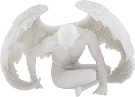 Veronese Design Nude Winged Grieving Male Angel White Marble Finish Resin Statue 7 5 Inches Long