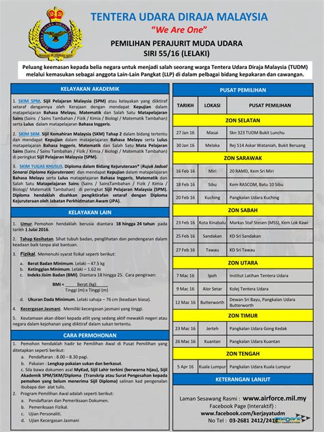 Iklan Temuduga Tentera Udara Diraja Malaysia Tudm 1 • Kerja Kosong