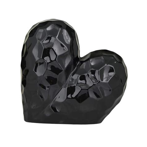 Litton Lane Black Porcelain Dimensional Angled Origami Inspired Heart