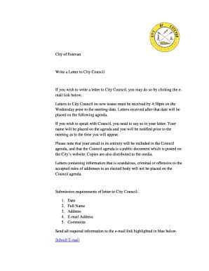fillable  write  letter  city council fax email print pdffiller
