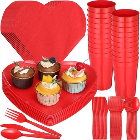 Amazon Silifine Sets Valentine S Day Plastic Dinnerware