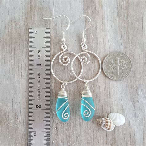 Made In Hawaii Wire Loop Swirls Turquoise Bay Blue Sea Glass Etsy