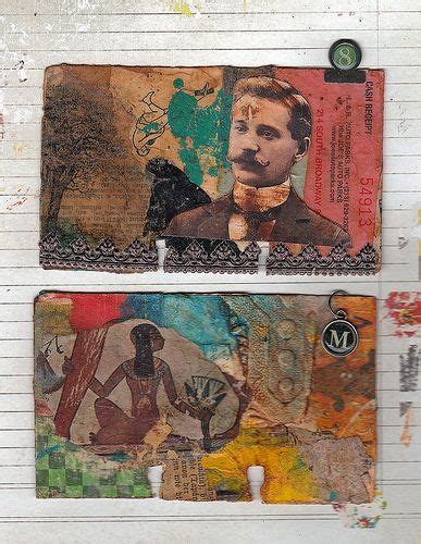 two pieces of paper that have been altered to look like paintings on ...