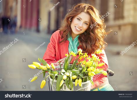 Sensual Brunette Girl Sitting On Bicycle Stock Photo 190200497 Shutterstock