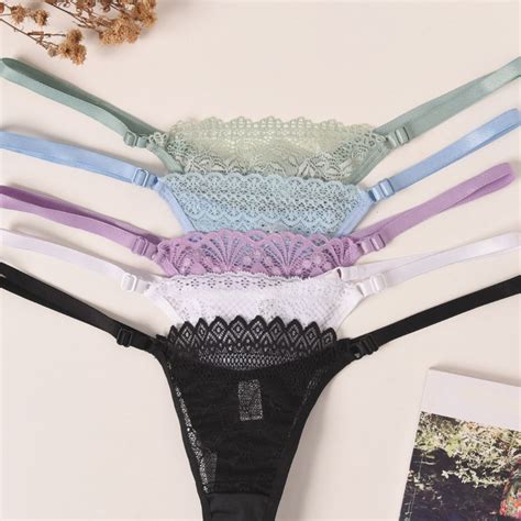 Kit Calcinhas Renda E Microfibra Fio Duplo Al As Regul Veis String Lingerie Feminina Moda