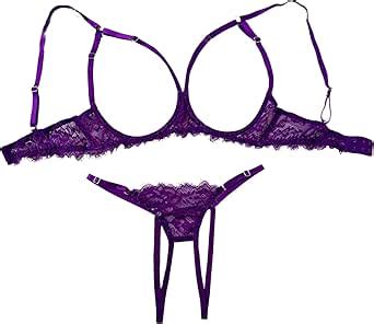 SOLY HUX Women S Lace Cut Out Lingerie Set Underwire Bra And Panty