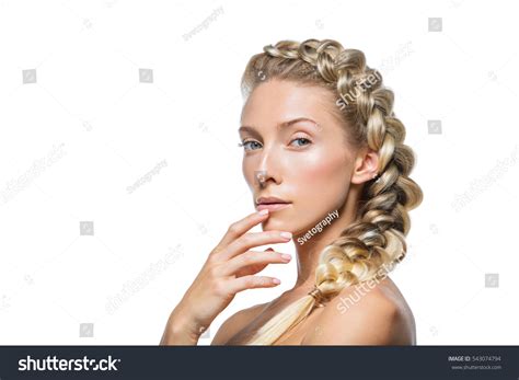 Beautiful Girl Blonde French Braid Royalty Free Images Stock