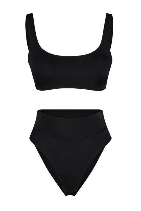 Trendyol Collection Black Bralet High Waist High Leg Regular Bikini Set Tbess Bt Trendyol