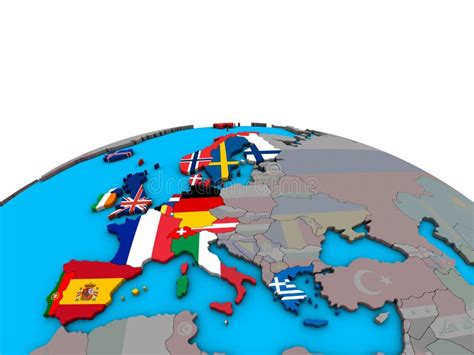 Карта Западной Европы с флагами на глобусе Иллюстрация штока ...