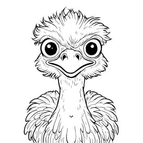 detailed ostrich drawing coloring pages  creative fabrica