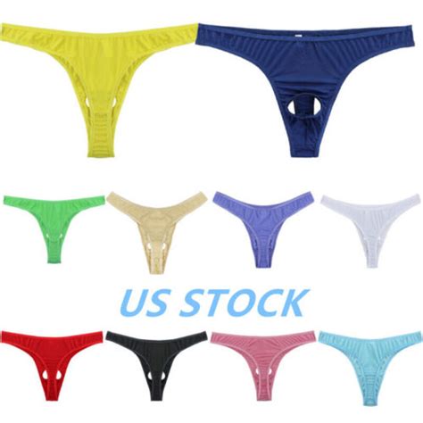Mens Open Penis Hole Bikini Briefs T Back Thongs G String Lingerie Underwear Ebay