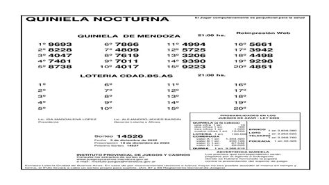 Quiniela De Mendoza Resultados De La Nocturna De Hoy De Diciembre