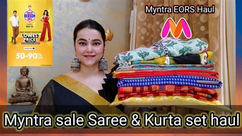 Myntra Sale 50 90 Off Saree Kurta Set Haul Myntra EORS Haul