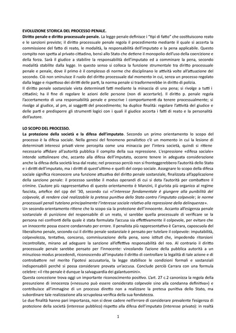 Procedura Penale Prima Parte Evoluzione Storica Del Processo Penale