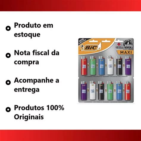 Isqueiro Bic Maxxi Cartela Grande Descartável C 12 Unidades à venda em