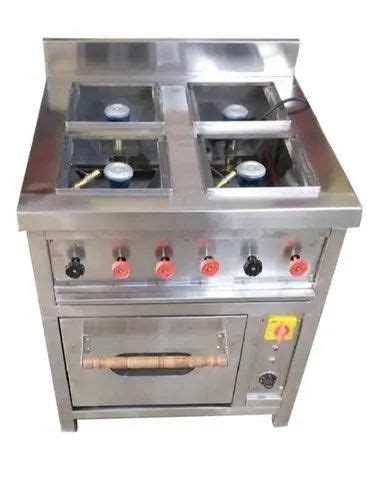 Lpg Stainless Steel Four Burner Gas Oven Range For Hotel And