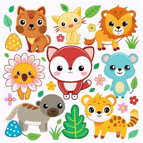 Cute Animal Stickers Premium Ai Generated Vector