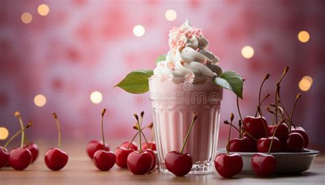 Freshness And Sweetness On A Summer Table Gourmet Dessert Generated By