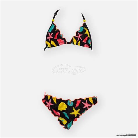 Car gr Παιδικό Μαγιό TORTUE Κορίτσι Bikini Τριγωνάκι Seashell Μαύρο 2