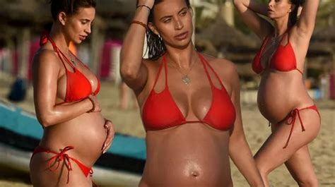 Pregnant Ferne McCann Sizzles On The Beach In Red Hot Bikini As She