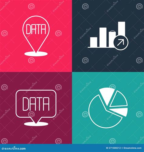 Set Pop Art Pie Chart Infographic Data Analysis Financial Growth And