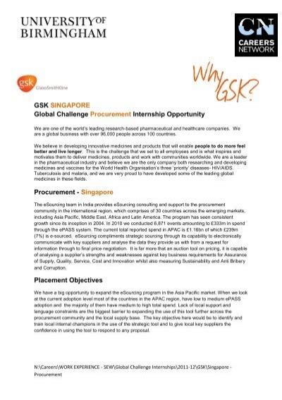 GSK Procurement Internship Job Description PDF 225KB