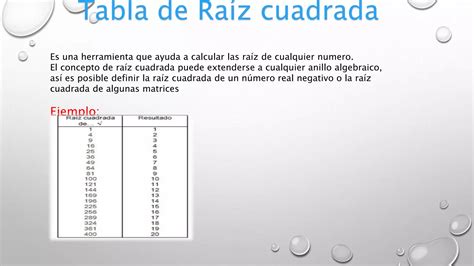 Tabla De Raiz Cuadrada Ppt