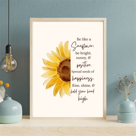 Be A Sunflower Sign Printable Wall Art Sunflower Decor Etsy