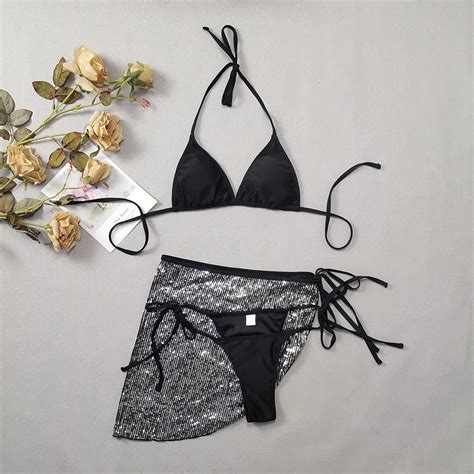 Solid Color Piece Swimsuit For Women New Low Waist Thong Bikini Set Sexy Bandage