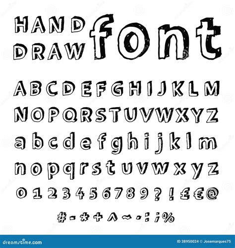 Set Of Hand Drawn Alphabet Font Simple Line Letters Handwritten