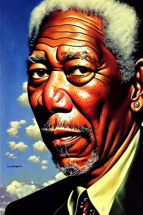 Morgan Freeman Portrait By Gil Elvgren And Norman Stable Diffusion