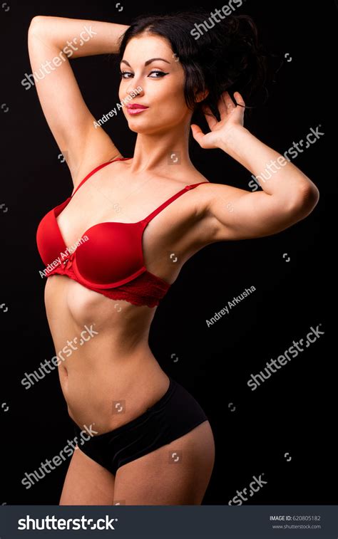 Portrait Sexy Brunette Woman Red Black Stock Photo 620805182 Shutterstock