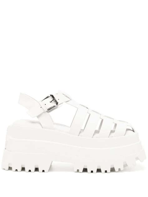 NAKED WOLFE Devil Mm Caged Platform Sandals White Editorialist