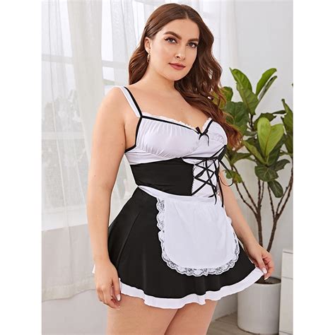 Plus Size X X Sexy Lingerie Set Sleepwear Nighties Cosplay Uniform Maid Women Pajamas Shopee