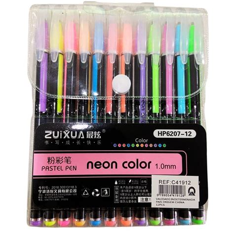 Kit Canetas Coloridas Gel Escolar Perfumadas Glitter Neon Shopee