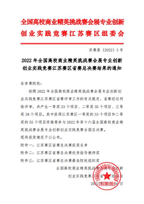 喜报我系学子在2022年全国高校商业精英挑战赛会展专业创新创业实践竞赛江苏赛区省赛总决赛获佳绩