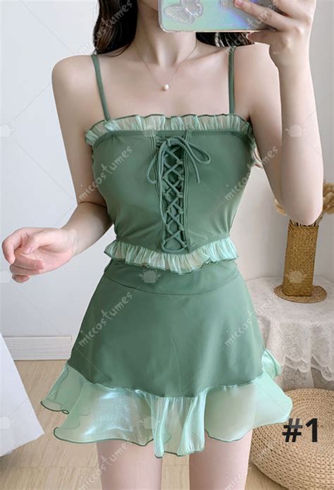 Sexy Cute Two Piece Set Woman Lace Decorated Bikini Swimsuit Set Beach Swimsuit For Sale