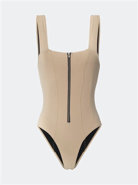 ROCHELLE SARA The Kelsey One Piece In Nude Brown Editorialist