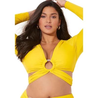 Swimsuits For All O Ring Long Sleeve Bikini Top Plus Sizes Available Target