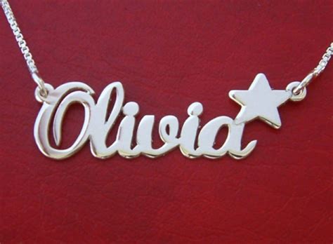 Name Necklace Olivia Star Style Order Any Name Personalized Chain Etsy