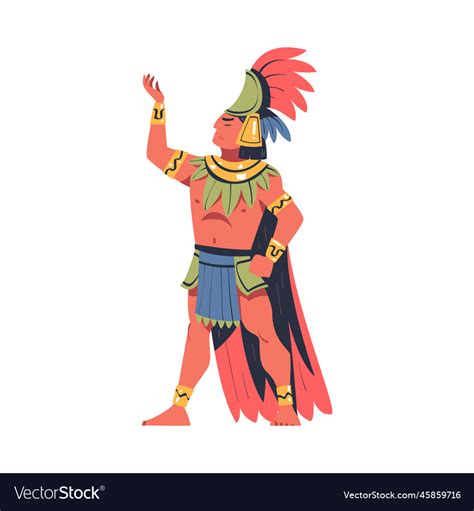 Maya Man In Traditional Costume And Headwear Vector Image