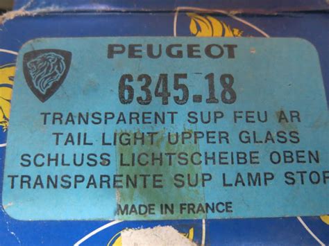 Peugeot 404 Tailight Lens Feux Transparent 634518 Vintage French