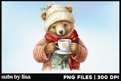 Cute Bear And Hot Cocoa Png Clipart Graphic By Lisa Smith Creative Fabrica