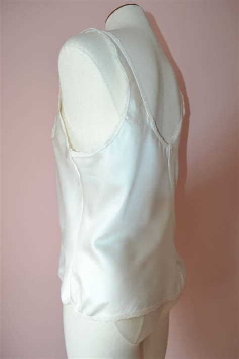 Ivory Satin Lace Camisole Butterfly Lace Warners Vintage Lingerie Modern Size Small Medium
