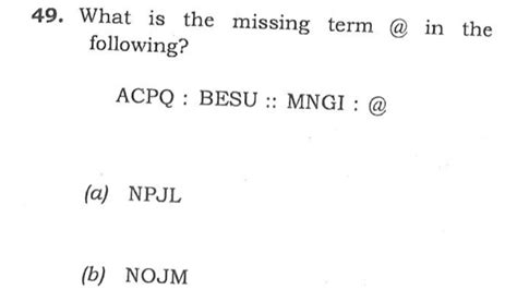 CSAT 2020 Solved Paper What Is The Missing Term In The Following ACPQ