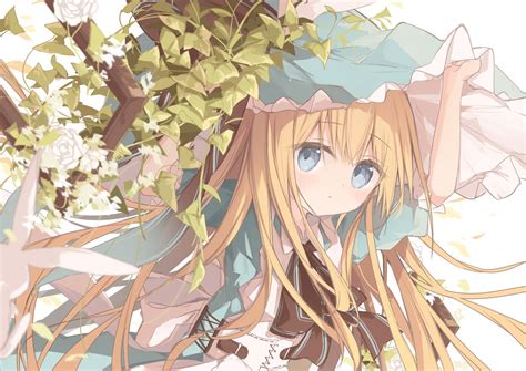 Blonde Hair Blue Eyes Blush Bow Bunny Corset Dress Flowers Hat Kushida