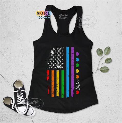 Rainbow American Flag Tanks Gay Pride Tanks Rainbow LGBT Tanks LGBT Pride Outfits LGBT