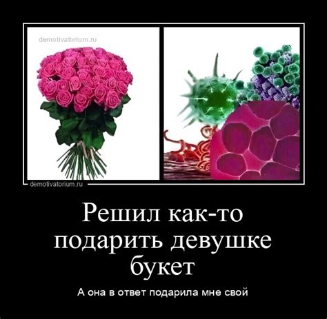 Демотиватор Решил как-то подарить девушке букет А она в ответ подарила ...
